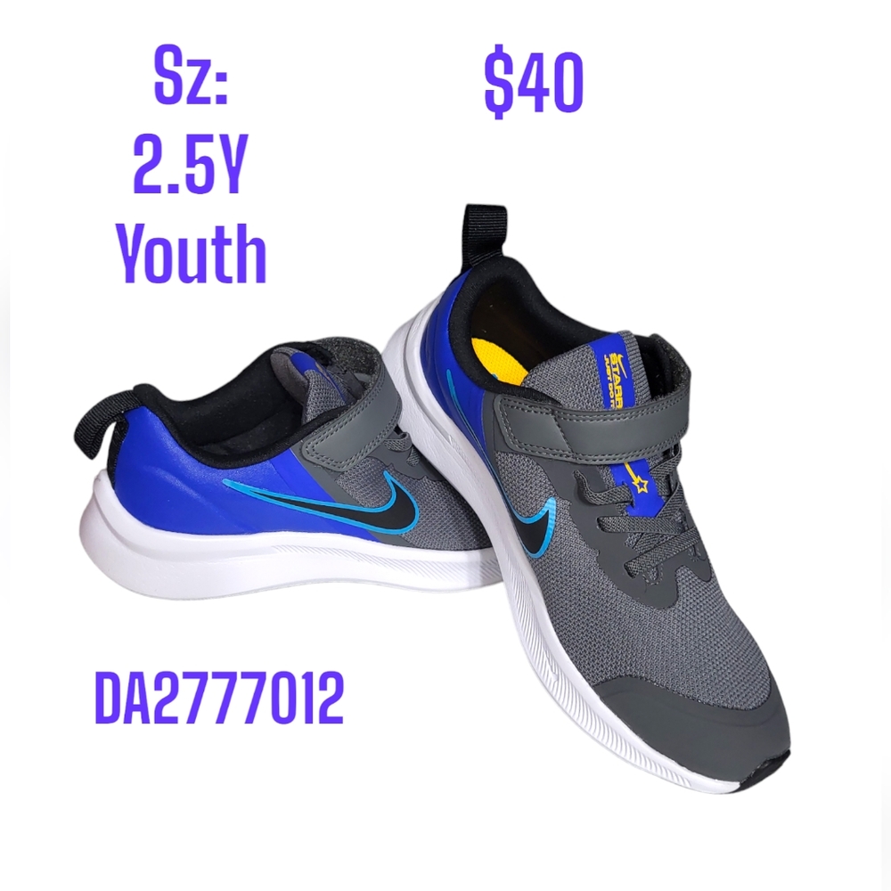 Nike Star Runner 3 (PSV)  Sz 2.5Y Grey & Blue Sneaker / Shoe / Youth NWT